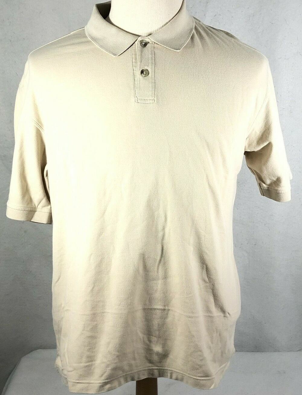 Columbia Sportswear 2 Button Polo Men's Shirt Medium Beige Cotton